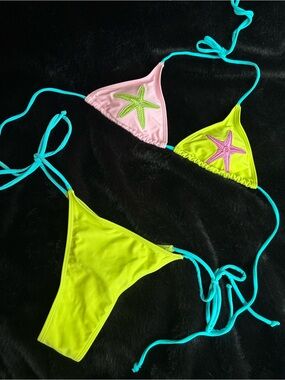 Neon Starfish Bikini Set 🌴 Mermaidcore Swimwear Size M